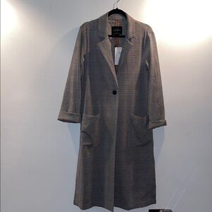 Sanctuary Black and Gray Plaid Trench Coat
